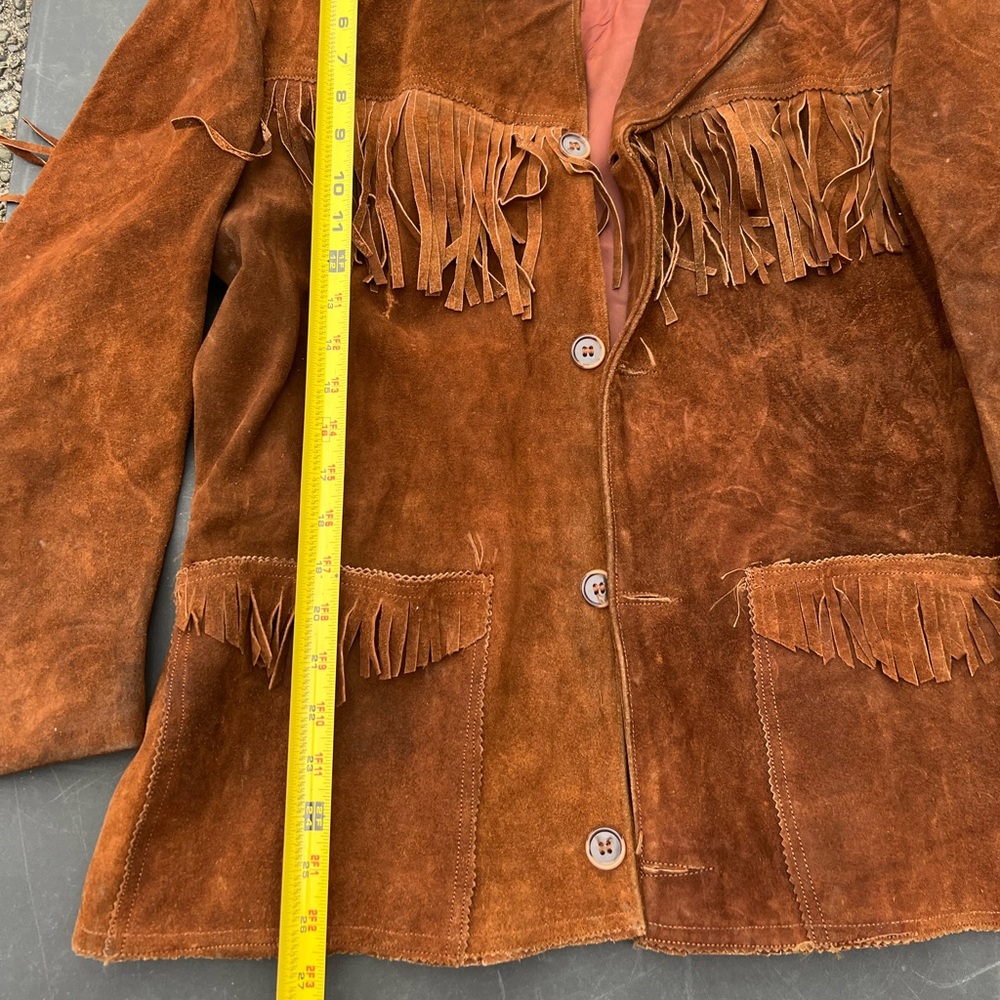 Women's Brown Suede Fringe Leather Jacket - Picture 2 of 9